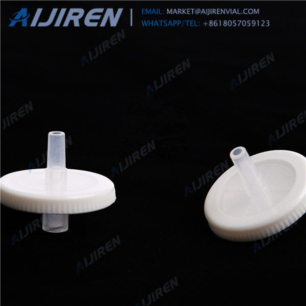 Common use 0.2 um PTFE syringe filter for solvents